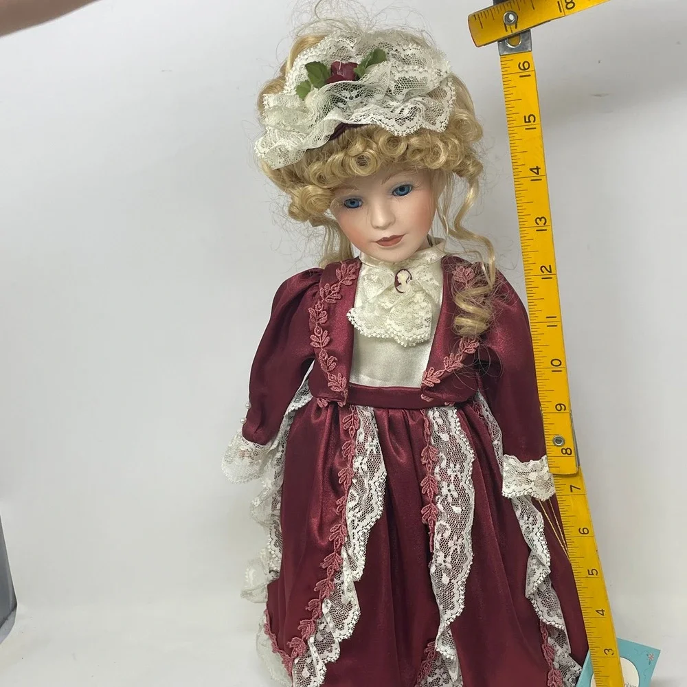 Noble Heritage Collection 1997 Porcelain Doll Burgundy Lace Victorian 16 Inch